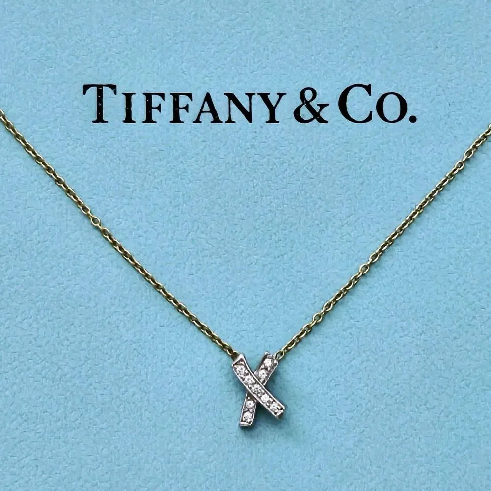 Tiffany & Co. Paloma Picasso Signature X Graffiti Diamond 18k PT950 Necklace - Picture 1 of 8